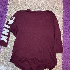 Maroon Long Sleeve Shirt with Pink Logo